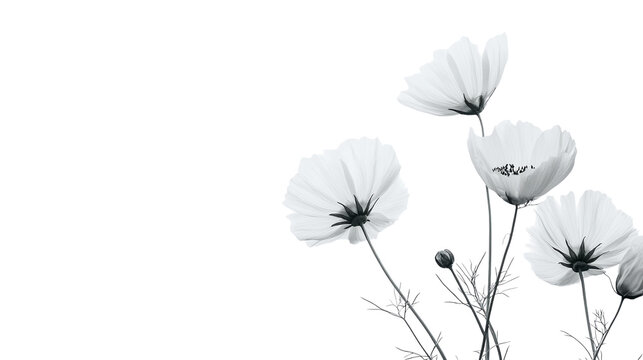 white and black flower isolated on transparent background
