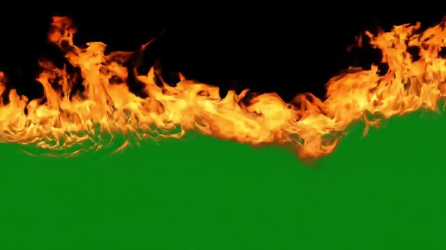 Wave of Flames Sweeping Right‑to‑Left &ndash; Green Screen Overlay