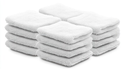 Clean White Terry Cloths A Stack of Soft Washcloths for Hygiene and Home, Terry textile.