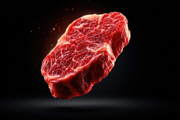 Close-up of a piece of raw steak.