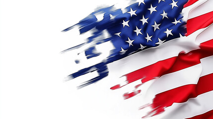 Torn American flag on white background, patriotic concept