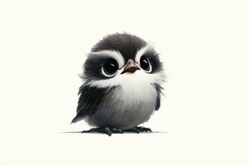 Fototapeta premium A cute, fluffy bird with large eyes.