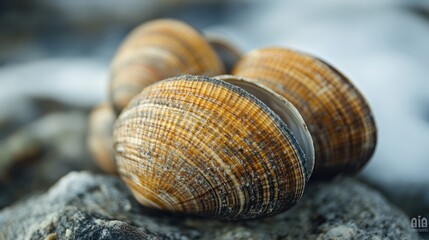 Seaside Treasures Coastal Clams on Rocks , Unveiling Ocean's Shells Secrets