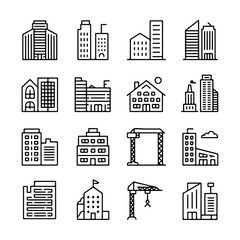 Unique and good quality building line icon set