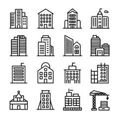 Unique and good quality building line icon set