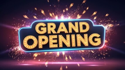 Grand Opening Celebration! Sparkling Neon Sign Announcement