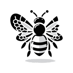 A bee with translucent wings holding a honey dipper