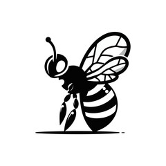 A bee with translucent wings holding a honey dipper