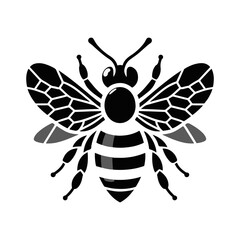 A bee with translucent wings holding a honey dipper