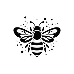A bee with translucent wings holding a honey dipper