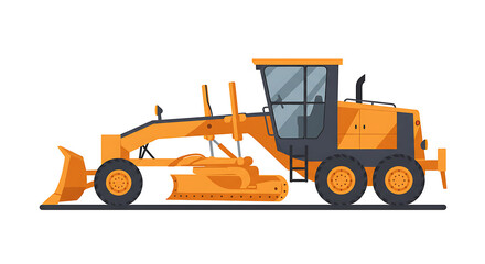 Illustration of a Grader Heavy Equipment Machinery for Road Construction and Earthmoving Operations