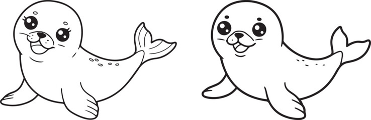 Playful marine animal stickers, Sea lion