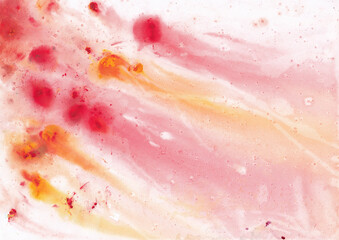Abstract watercolor background for overlay. Red and orange paint smear texture. For art poster, banner, cover, or event graphic element.