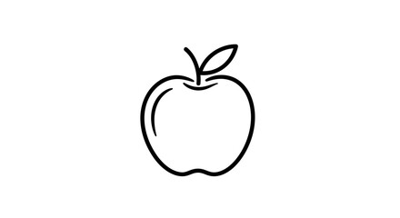 Vector apple outline illustration, simple apple drawing, fruit clip art, apple icon vector, apple black and white art