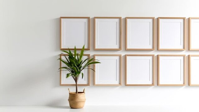Minimalist Gallery Wall Mockup with Empty Frames