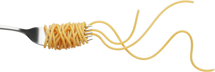 A fork twirling spaghetti with loose strands flowing Pasta Italian food transparent background