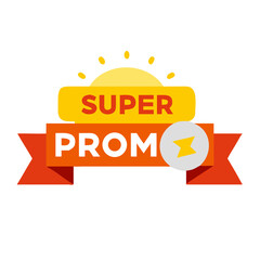 Flat Design Super Promo Vector Icon with Geometric Shapes and Sunny Color Palette on Transparent Background, Perfect for Website Banners and Digital Advertising Campaigns