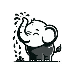 A blushing elephant spraying water with its trunk