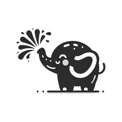 A blushing elephant spraying water with its trunk