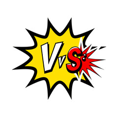 Explosive Versus Graphic A Striking Yellow and Red Starburst Design with Bold Letters for Competitive Events and Gaming Tournaments, Isolated on Transparent