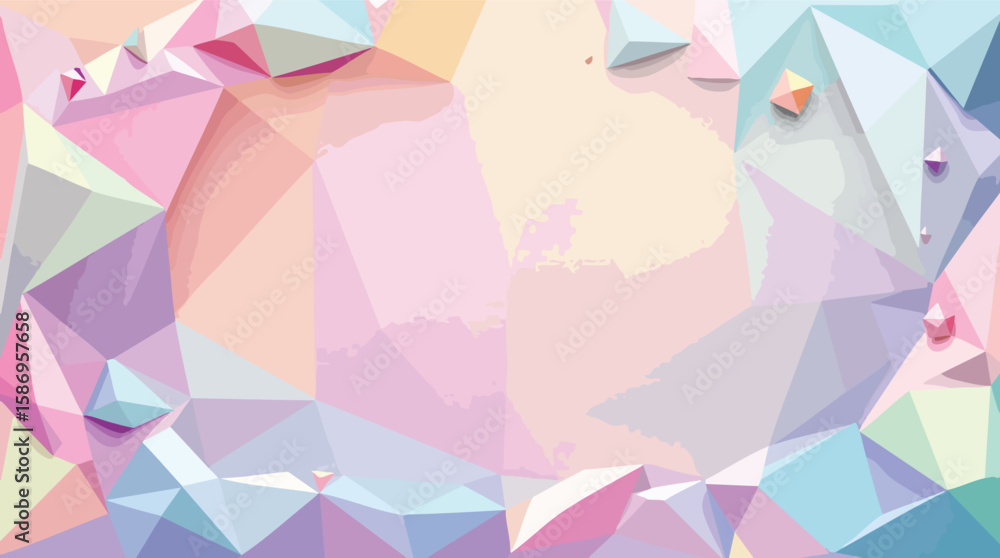 Poster abstract pastel geometric low poly background with colorful triangles and polygonal shapes.