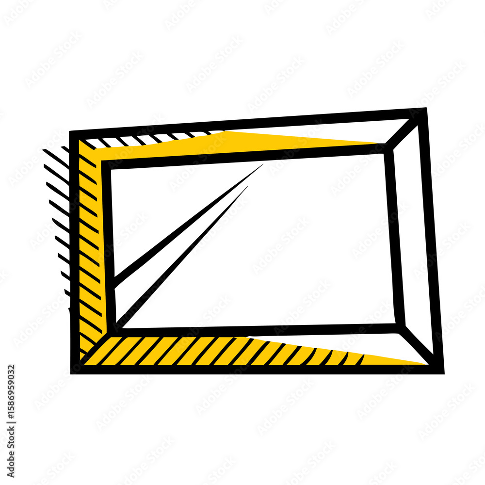 Poster dynamic perspective square frame with diagonal lines and yellow accents, modern graphic design eleme