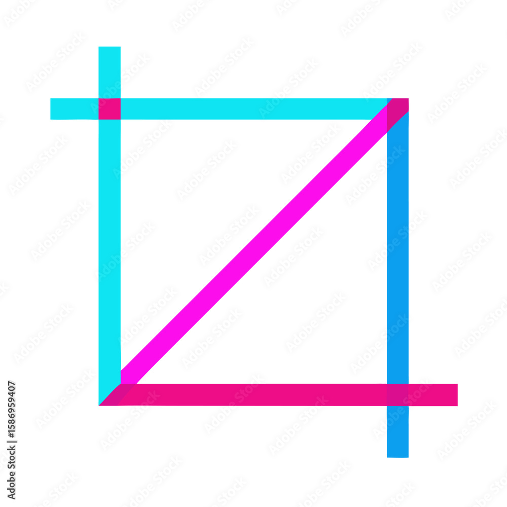 Poster vibrant crop tool icon with neon color scheme and geometric design for modern graphic applications a