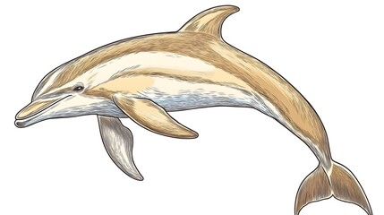 Detailed illustration of a leaping dolphin.