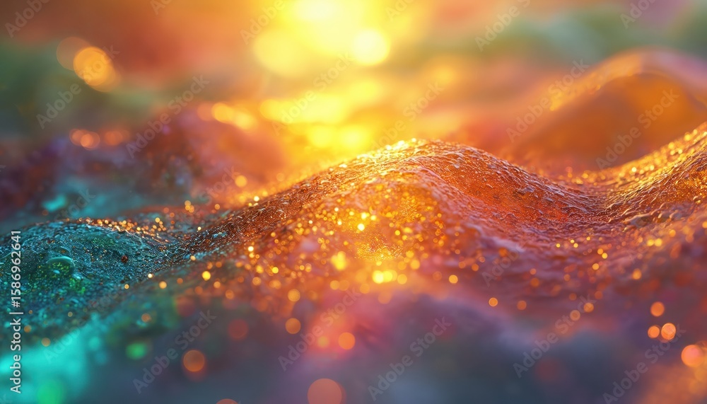 Aufkleber abstract 3d render of shimmering glass surface with light refraction. features iridescent, holograph