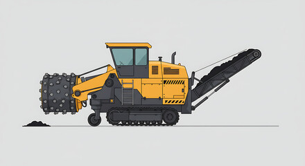 Fototapeta premium Heavy Equipment Illustration Industrial Trencher for Construction and Infrastructure Projects