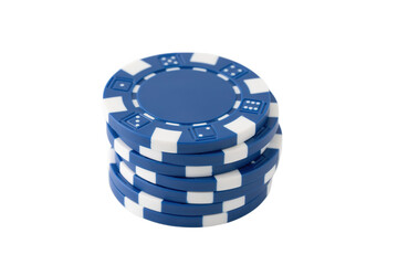 透明背景（png）にブルーのポーカーチップ