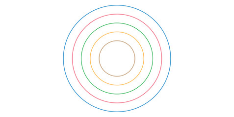 Five Concentric Circles Diagram in Geometry.
