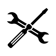  screwdriver, wrench icon white on backgrround