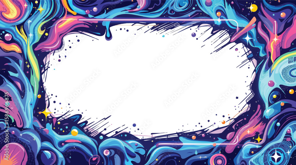 Fototapete vibrant abstract composition with a blank rectangular space for text or graphics element.