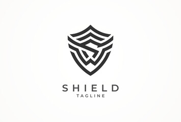 Initial Letter SW Shield Logo, Letter SW forming shield icon, vector illustration