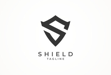 Initial Letter S Shield Logo, Letter S forming shield icon, vector illustration