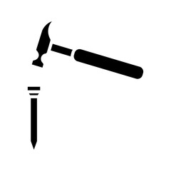  hammer icon white on backgrround
