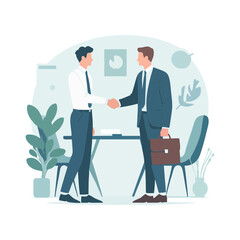 A business duo shaking hands after a deal