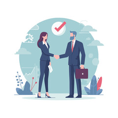 A business duo shaking hands after a deal