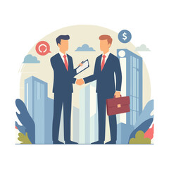 A business duo shaking hands after a deal