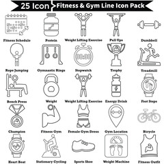 Fitness And Gym Line Icon Pack