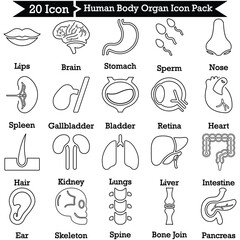 Human Body Organ Line Icon Pack