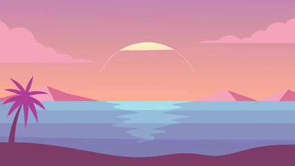 Fototapeta premium Dreamy Background Scene a Pastel Sunset Glow Serene Ethereal Illustration