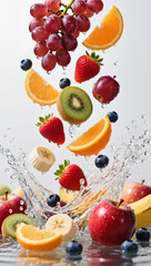fresh fruits on a white background