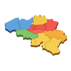 Obraz premium 3D Belgium regional map with administrative zones