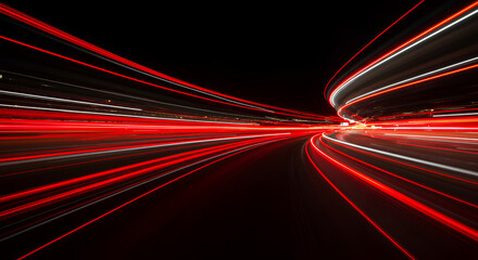 Light Trails on Road, Abstract Speed Motion, Urban Night