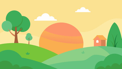 Obraz premium Background Scene for a Childrens Story About Nature and Animals