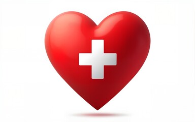 Obraz premium Red heart with medical cross symbol isolated on transparent background high quality medical design vector for advertising and health branding. High quality