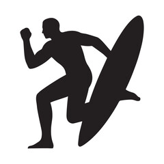 Vector surfer silhouette Silhouette White Background.