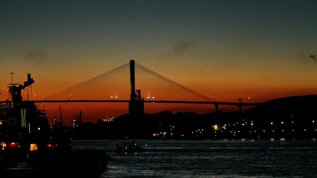 Sunset at Arthur Ravenel Jr. Bridge in Charleston SC 